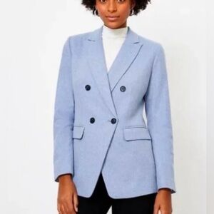LOFT Women's Light blue Double-Breasted Blazer sz 10 L New beautiful elegant